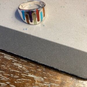 Silver inlaid band size 8